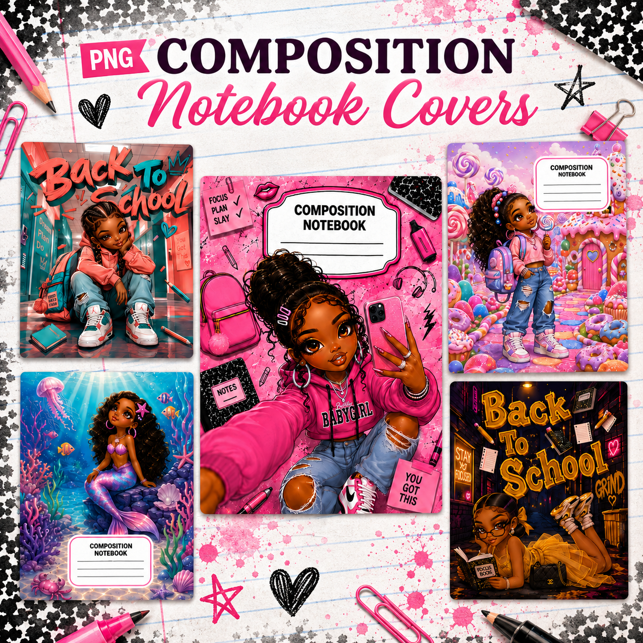 Back-to-School PNG Notebook Cover Collection āØ