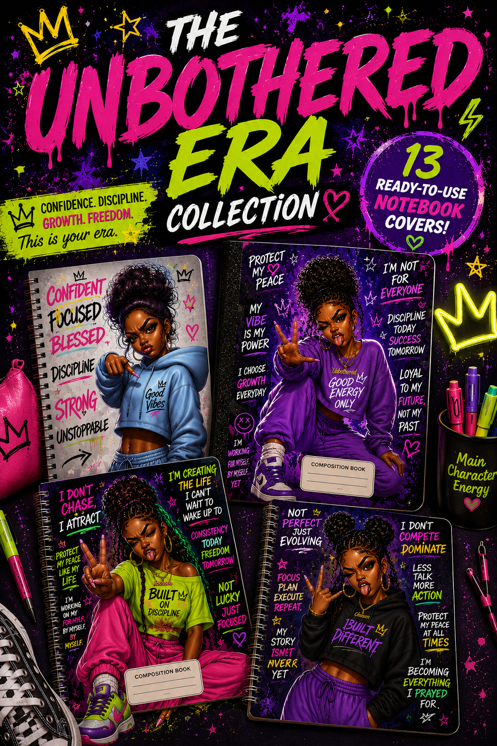 πβ¨ The Unbothered Era Collection: 13 Ready-to-Use Notebook Covers