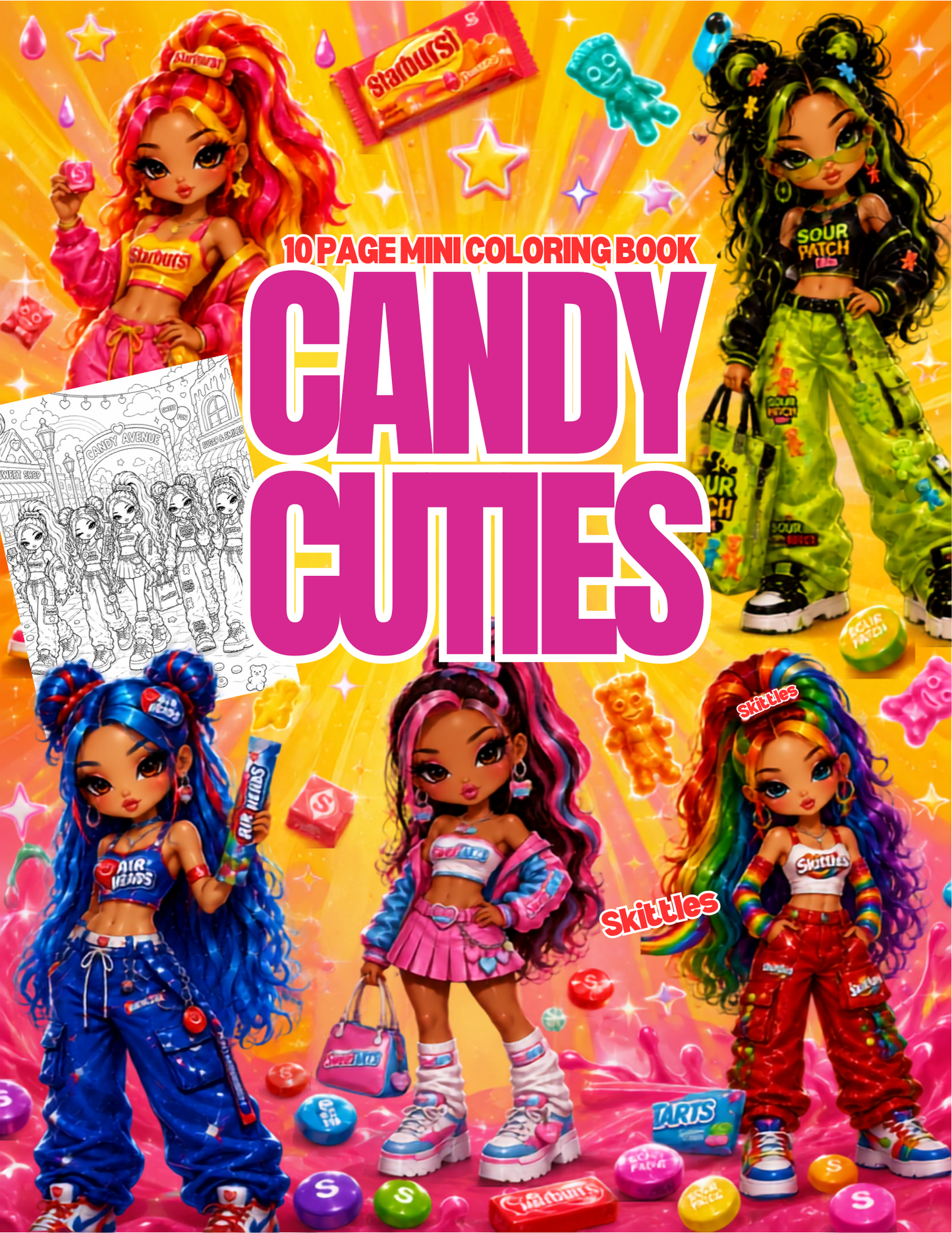Candy Cuties 10 Page Mini Coloring Book