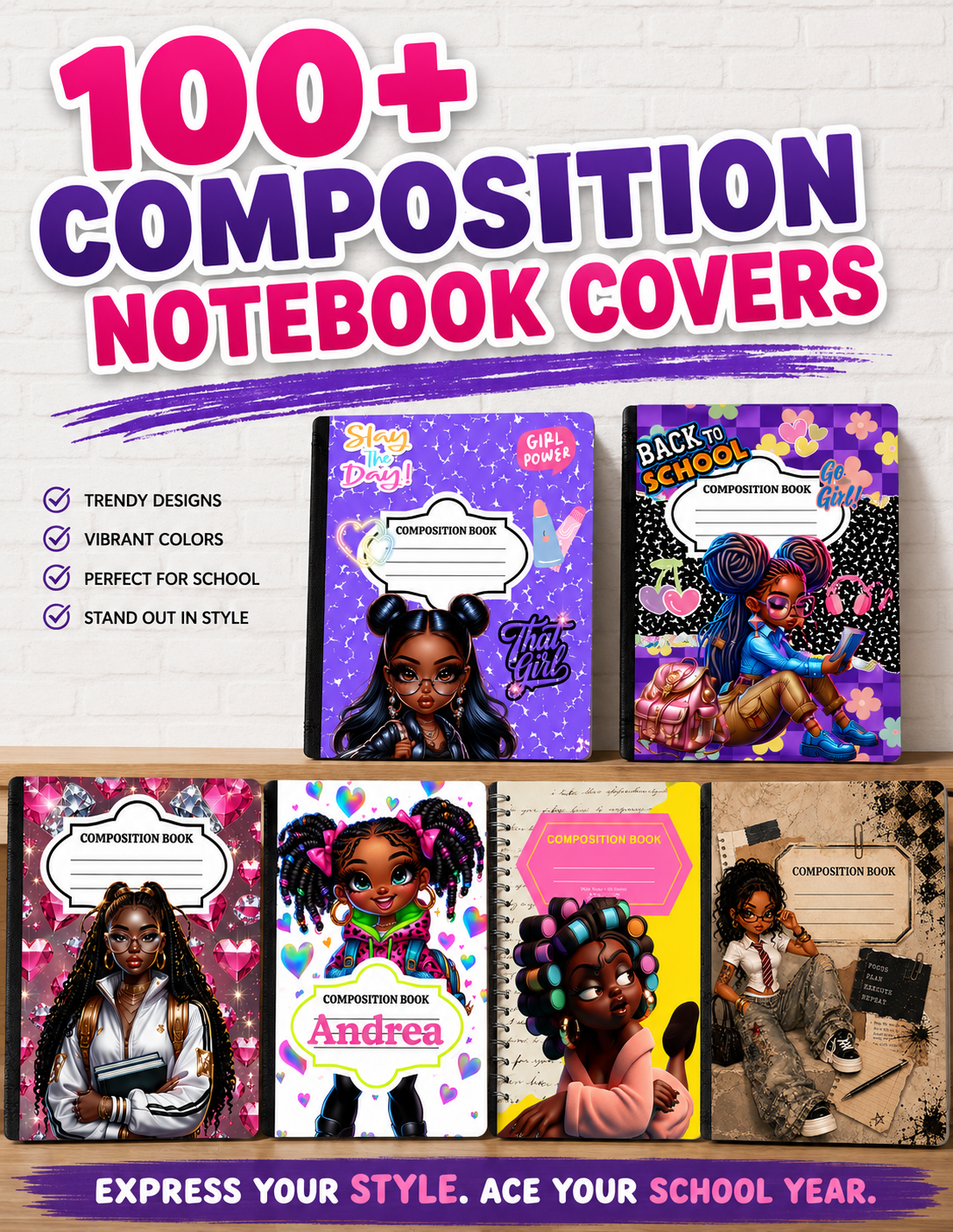 100+ Composition Notebook Covers ๐ | Editable Canva Designs