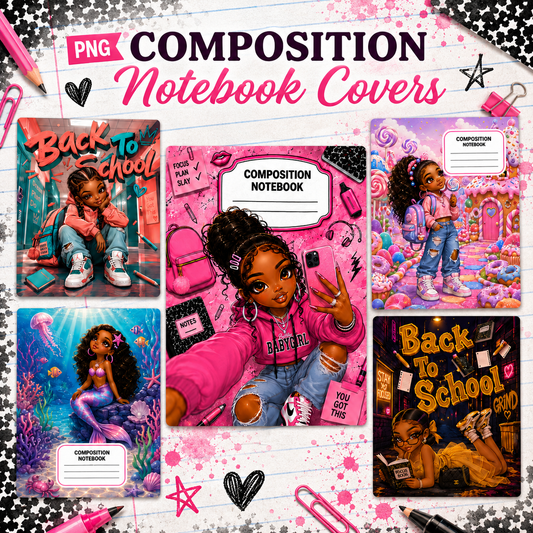 Back-to-School PNG Notebook Cover Collection ✨