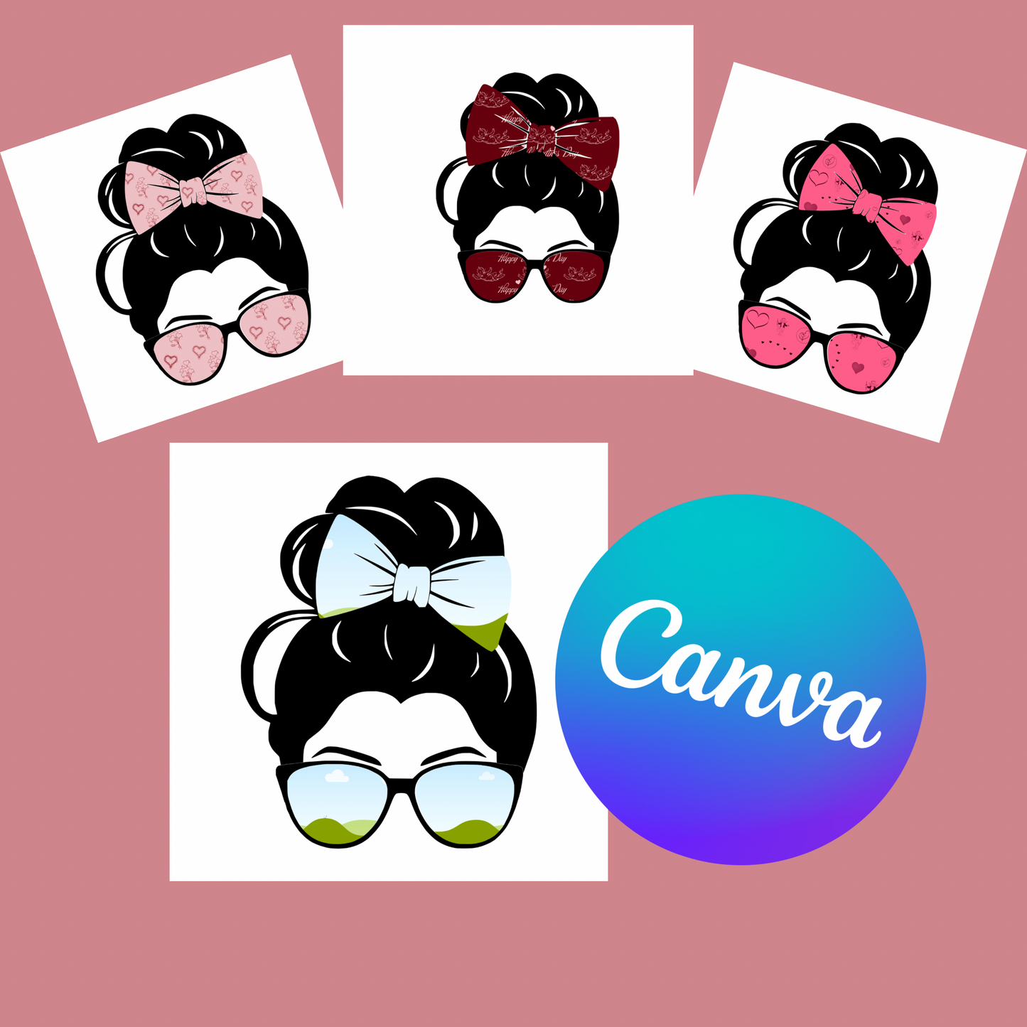 Drag & Drop Bow & Sunglasses Template – Editable Canva Design