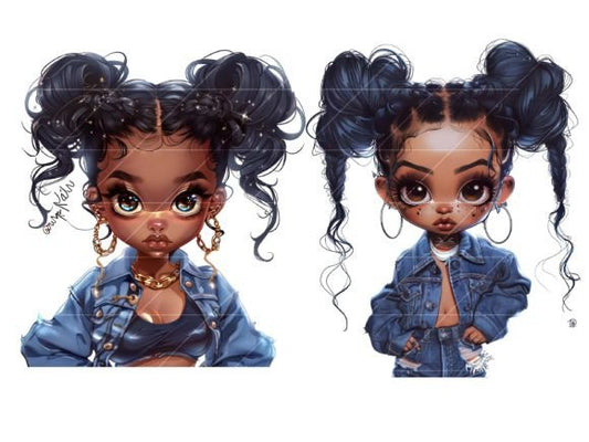 Black Girlz In Denim – 14 Ready-to-Use AI Images for T-Shirts, Bags, and More