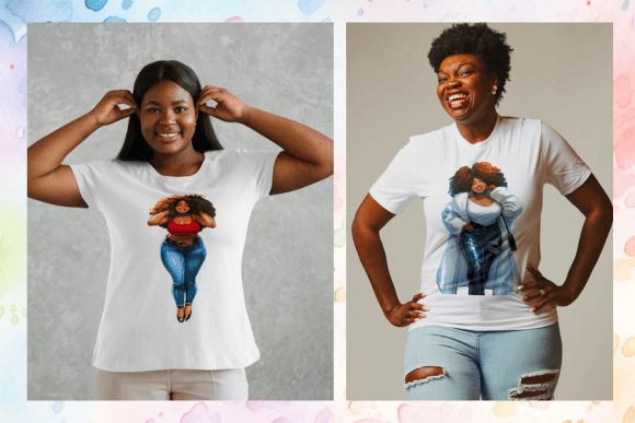 Black Curvy Women – 39 Ready-to-Use Images for T-Shirts, Bags, Tumblers & More
