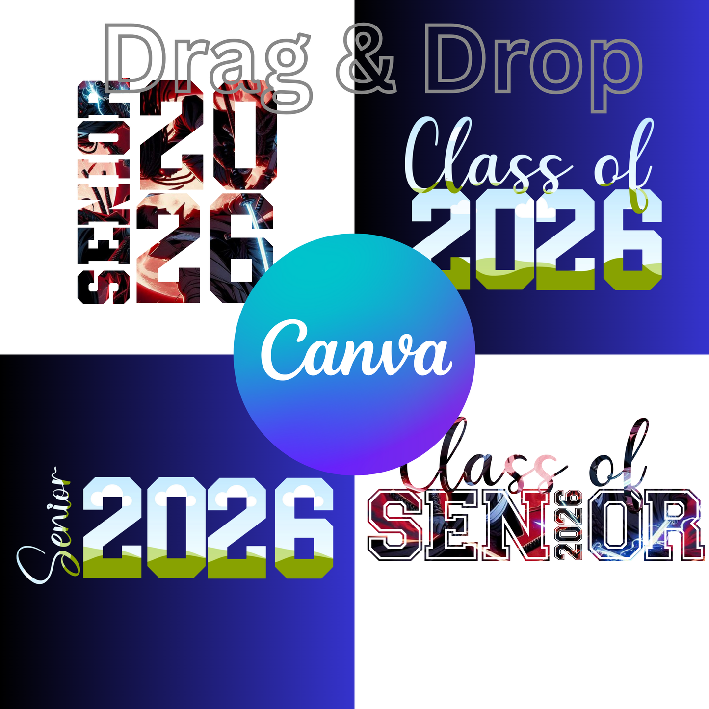 Senior Class of 2026 – 19 Canva Templates (Drag & Drop)