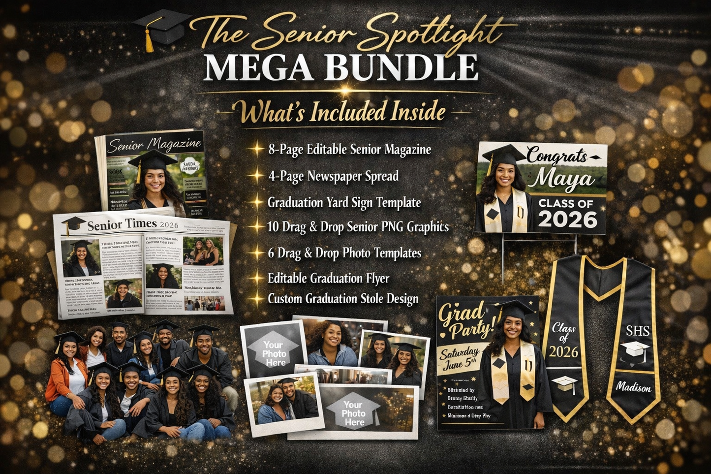 Senior Spotlight Mega Bundle 🎓 | Graduation Media & Design Collection