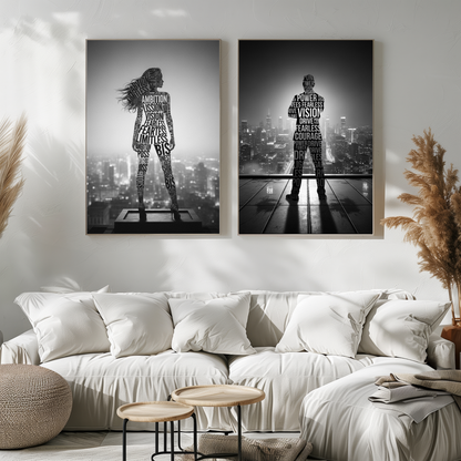 50 Inspirational Silhouette Typography Prompts – Men & Women Empowerment Art Collection